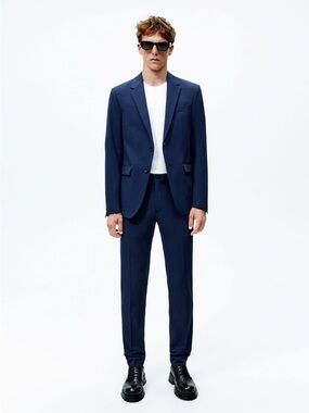 Zara Men's Navy Slim Two-Piece Suit